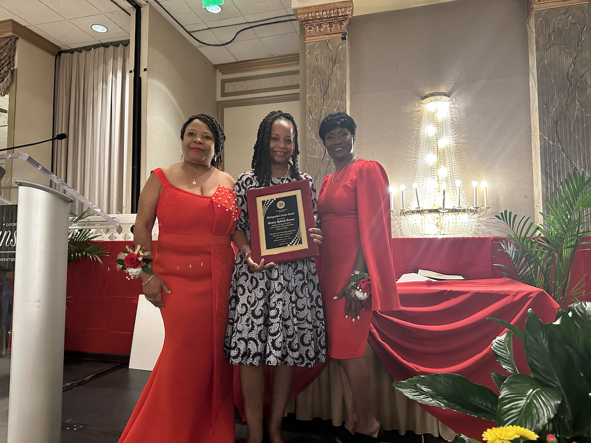Washington Informer Publisher Denise Rolark Barnes receives the distinguished service award from AARP Suitland Maryland Chapter #939 during their 50th Anniversary Celebration at Martin’s Cross- winds, Fri., April 14. (Anthony Tilghman/The Washington Informer)