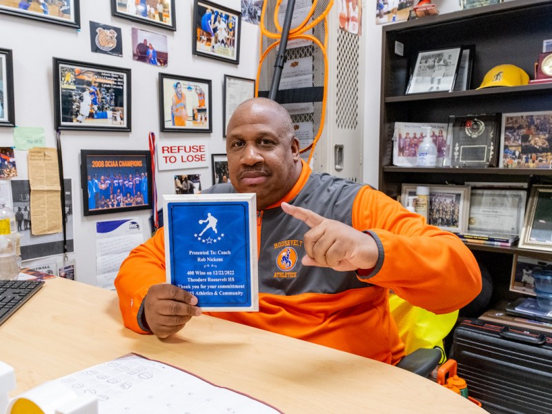 Rob Nickens, coach of Roosevelt High School's varsity basketball team for 18 years, uses basketball to help his players advance their athletic and educational goals. (Ja'Mon Jackson/Washington Informer)