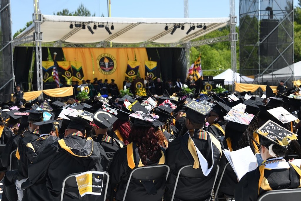 Bowie State University graduates at Bulldog Stadium on May 26 (Anthony Tilghman/The Washington Informer)