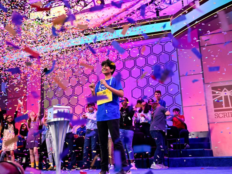 Dev Shah correctly spelled psammophile to win the 2023 Scripps National Spelling Bee. (E.M. Pio Roda/Scripps National Spelling Bee)