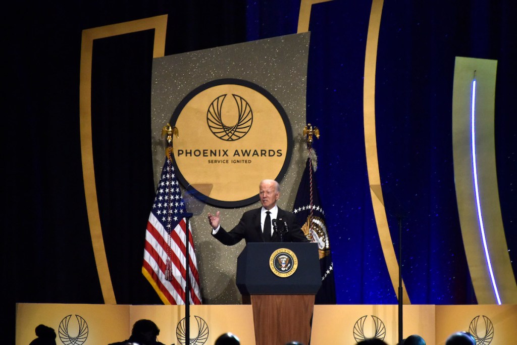 President Joe Biden speaks during the 2023 Phoenix Awards at the Walter E. Washington Convention Center in D.C. on Sept. 23. The event was part of the Congressional Black Caucus Foundation’s Annual Legislative Conference. (Robert R. Roberts/The Washington Informer)