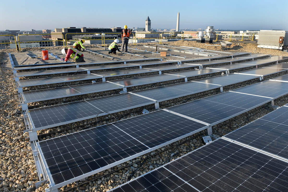 A community solar facility on the rooftop of Pepco's headquarters supports DOEE's Solar for All program and benefits limited-income residents of Jubilee Housing in the District.