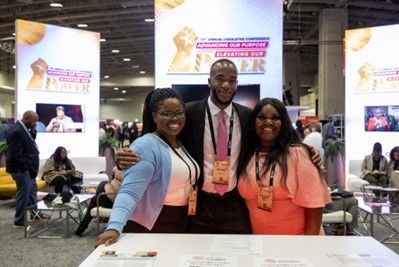 CBCF's fall 2022 interns stop for a group photo at the CBCF Exhibit Hall booth.