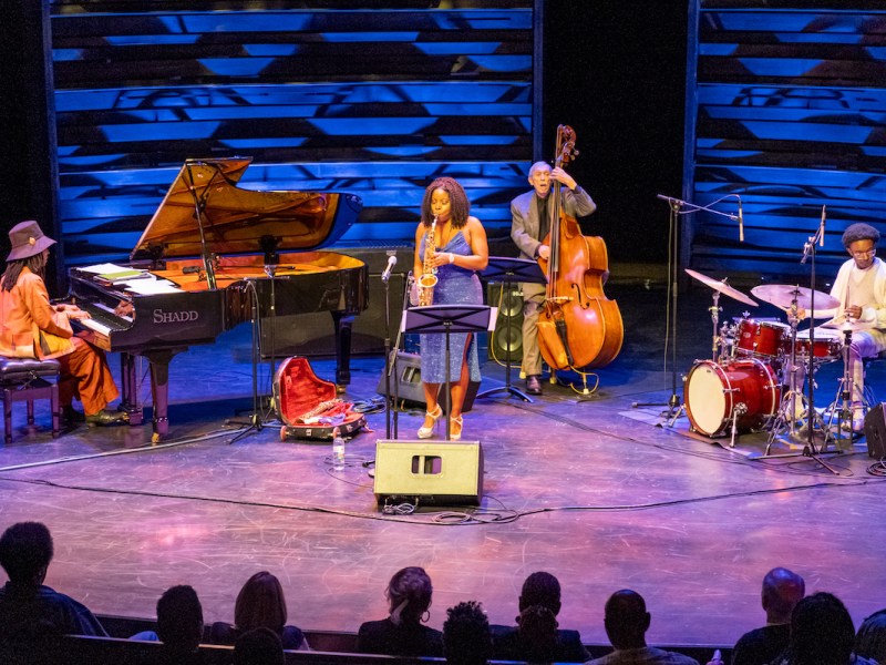 From left: Pianist Janelle Gill, saxophonist Tia Fuller, bassist Steve Novosel and drummer Koleby Royston perform during the DC Jazz Festival's "Generations Series" at Arena Stage on Oct. 12. (Ja’Mon Jackson/The Washington Informer)