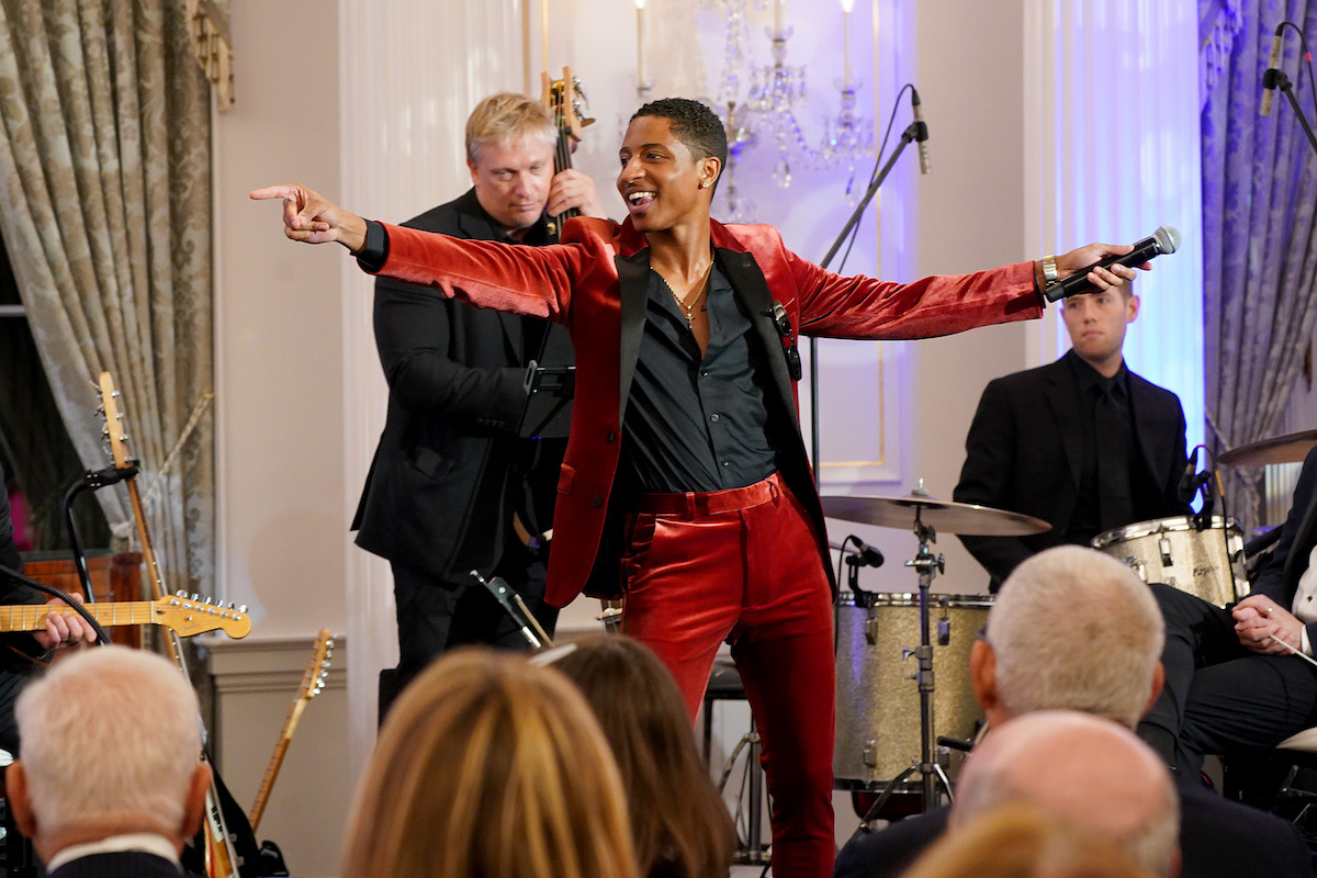 Myles Frost performs onstage during the launch of the Global Music Diplomacy Initiative at the U.S. Department of State on September 27, 2023, in Washington, DC. (Courtesy Photo/ Leigh Vogel, Getty Images for The Recording Academy)