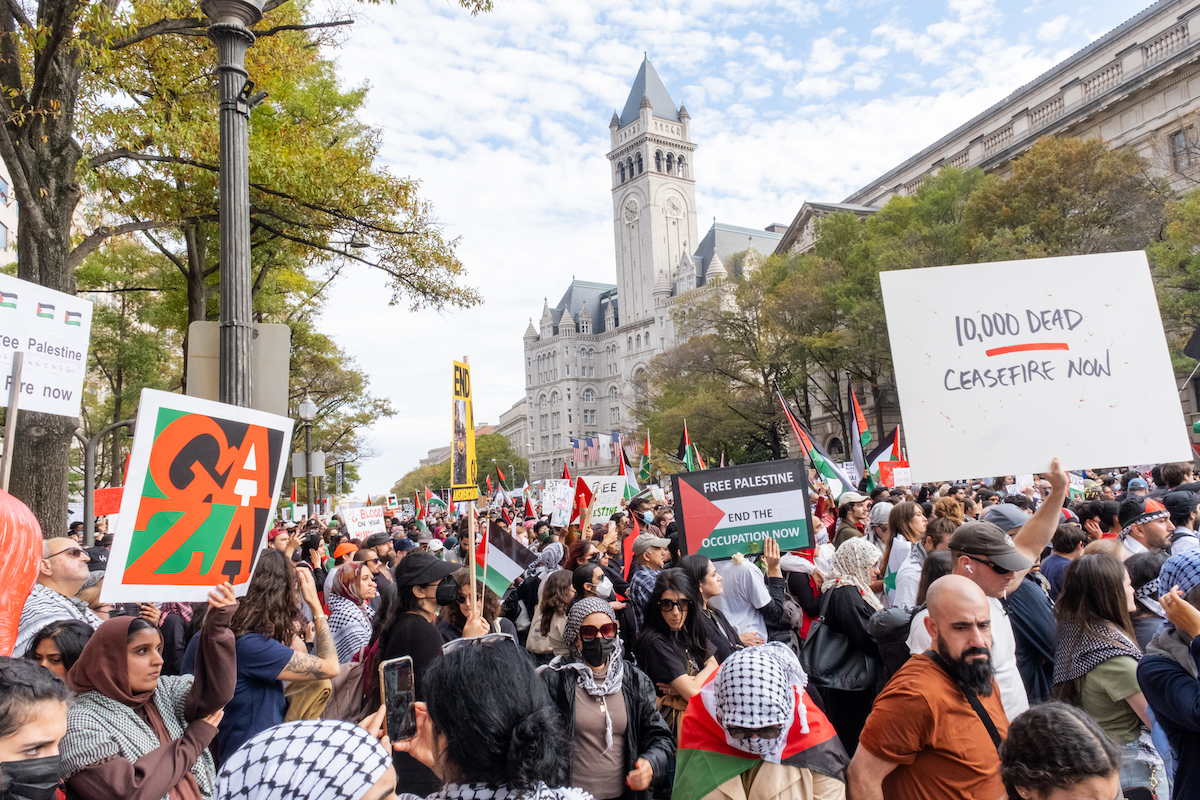 Thousands of activists and grassroots organizations rally in D.C. to show solidarity with Palestinians, who for nearly 80 years have fought against Israeli occupation of their homeland on Nov. 4. (Ja’Mon Jackson/The Washington Informer)