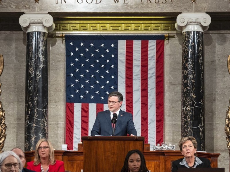 House Speaker Mike Johnson delivers remarks following his election. (Office of Speaker Mike Johnson via Wikimedia Commons)