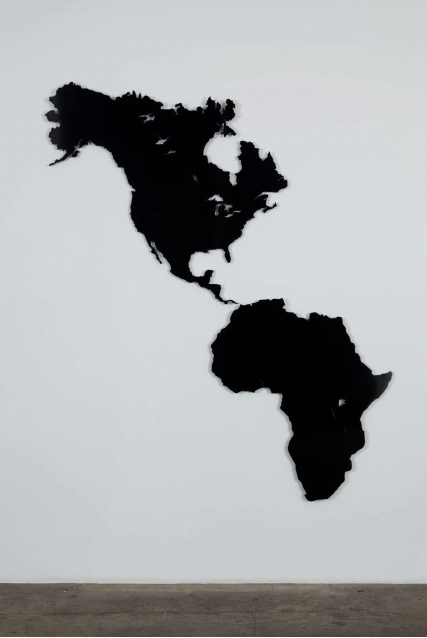 “Filling in the Pieces in Black,” presented in collaboration Maruani Mercier and Saatchi Gallery, features Duke Ellington School of the Arts graduate Hank Willis Thomas and formerly D.C.-based artist Nate Lewis. Pictures is Hank Willis Thomas’ “A PLACE TO CALL HOME (AFRICA-AMERICA),” 2009. (Courtesy photo)