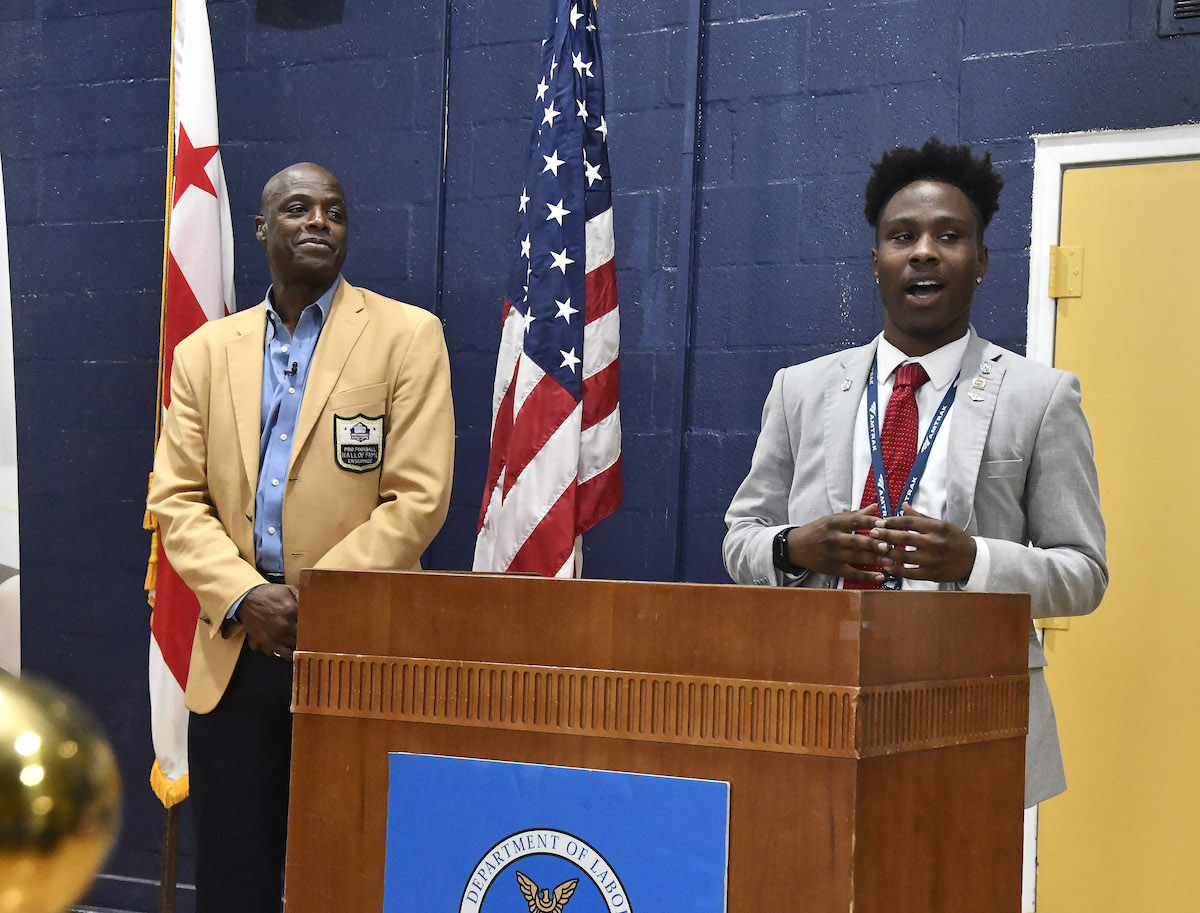 In an inaugural ceremony, Varshay Allen was inducted into the Potomac Job Corps Hall of Fame, where football Hall of Famer Darrell Green was a special guest. (Ja'Mon Jackson/The Washington Informer)