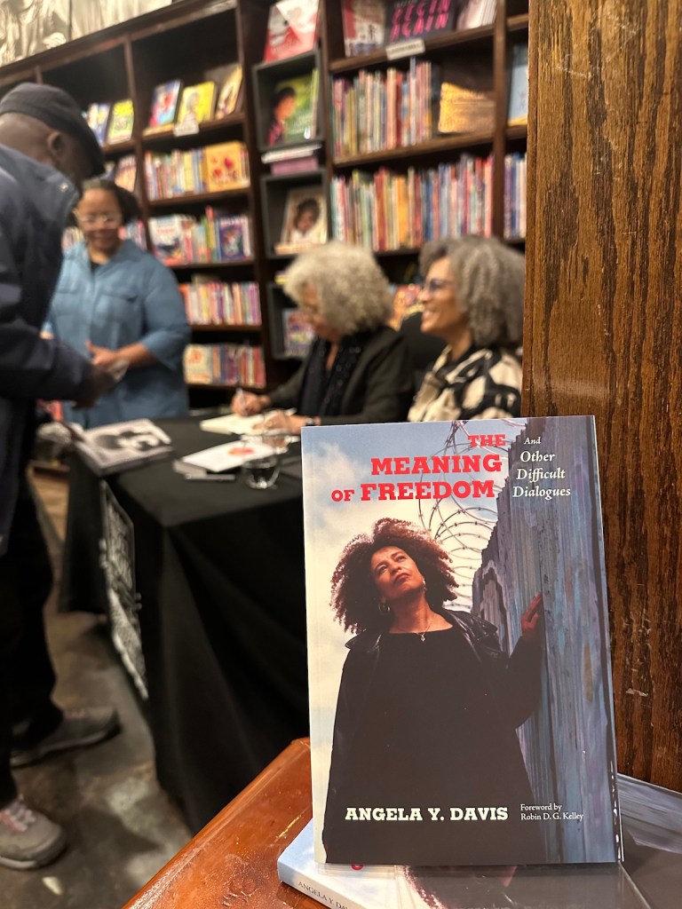 Angela Davis spoke and signed books at Busboys and Poets on 14th and V streets NW. (Bousaina Ibrahim/The Washington Informer)