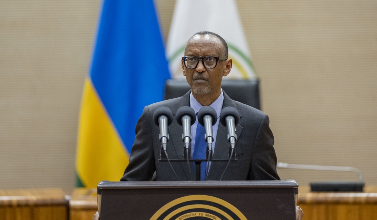 Rwandan President Paul Kagame delivers his end-of-year address. (Courtesy of Village Urugwiro)