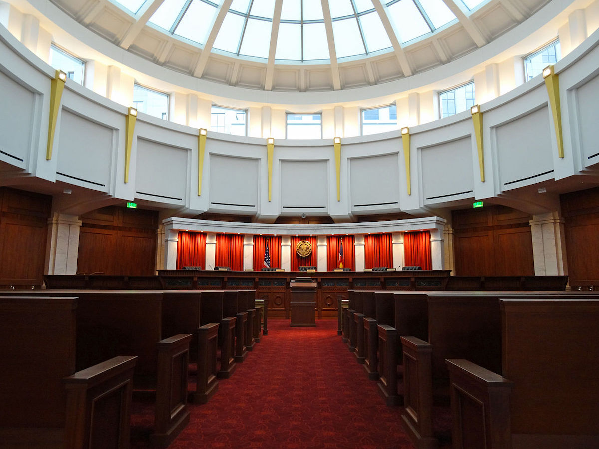 **FILE** The Colorado Supreme Court courtroom, located on the fourth floor of the Ralph L. Carr Colorado Judicial Center in Denver (Jeffrey Beall via Wikimedia Commons)
