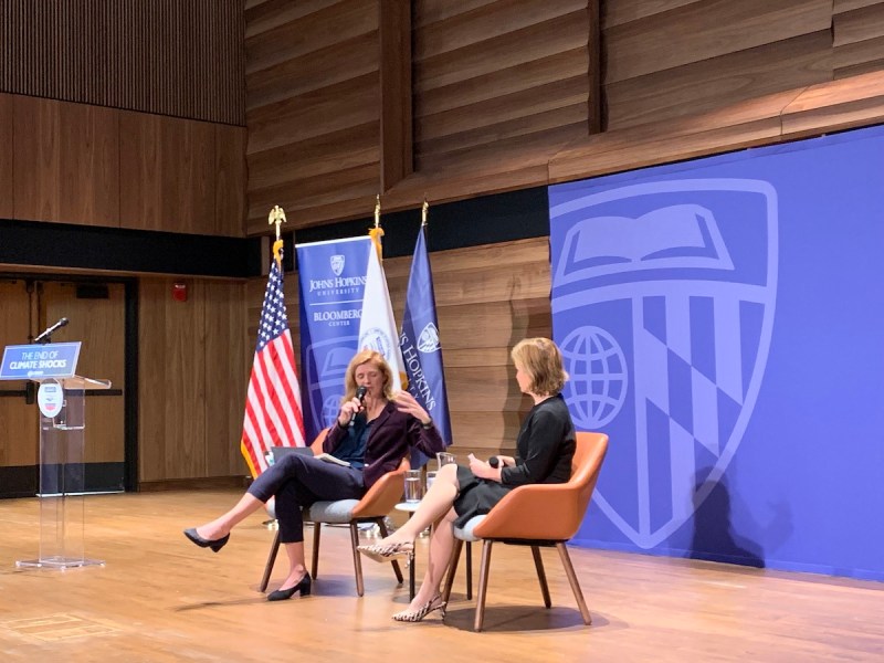 USAID Administrator Samantha Power speaks with Bloomberg Washington bureau chief Peggy Collins about the need to dedicate more resources to resilience as climate-related weather disasters grow more frequent and deadly worldwide. (Kayla Benjamin/The Washington Informer)