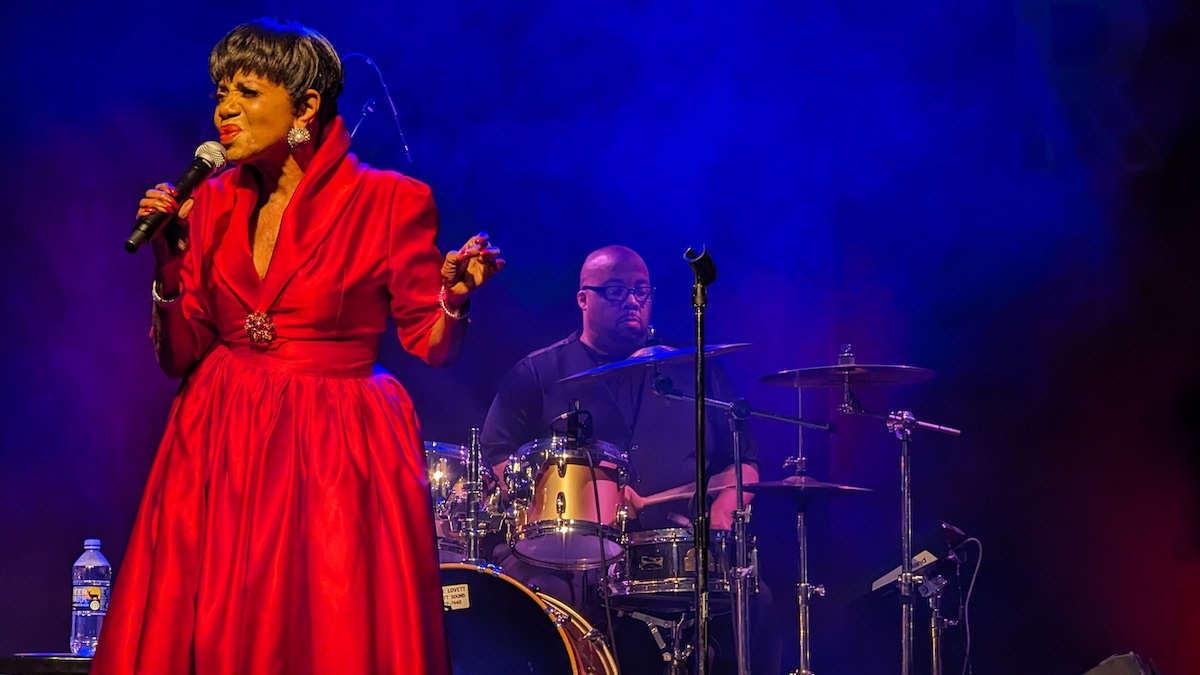 Multi-talented singer and actress Melba Moore performs in the Dionne Warwick Theater at Bowie State University's Fine and Performing Arts Center on Feb. 10 for a Valentine's Day concert. (Brenda C. Siler/The Washington Informer)