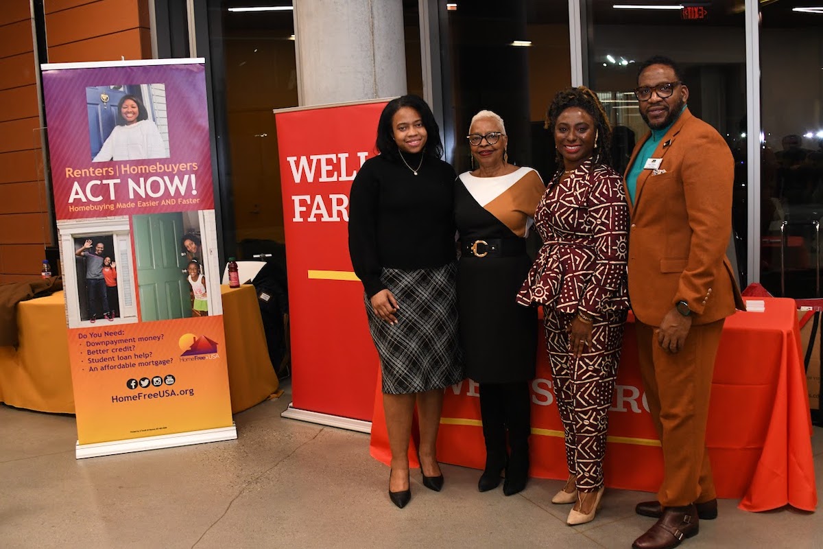 From left: Ewunike Brady, head of home lending, African American segment; Donna Greene, vice president of diverse segments; Milan Griffin, executive vice president and chief operations officer of HomeFree-USA; Brent Swinton, vice president of Philanthropic Engagement (Anthony Tilghman/The Washington Informer)