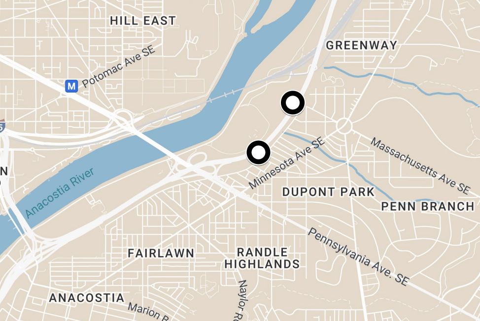 The two locations Harrington identified where over 100 tires have been dumped