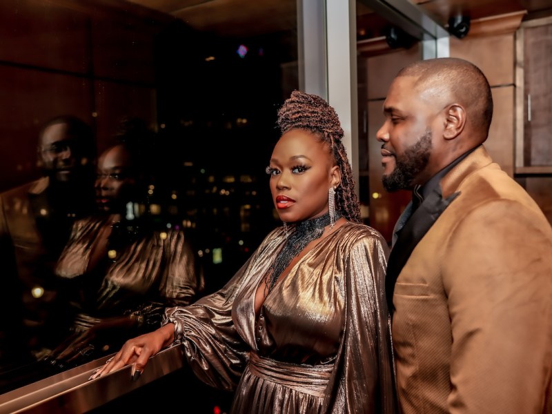 Local couple Angel N. Livas and Yusuf Henriques celebrated their engagement at The Park at 14th in D.C. on Feb. 2. (Courtesy photo)