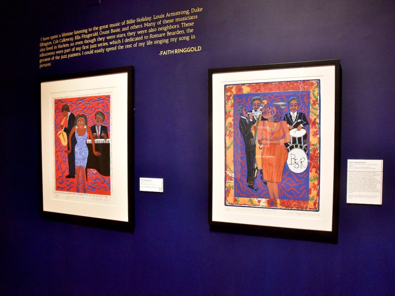 Two prints from Faith Ringgold's "Jazz Series" were exhibited at the David C. Driskell Center in 2023. (Robert R. Roberts/The Washington Informer)