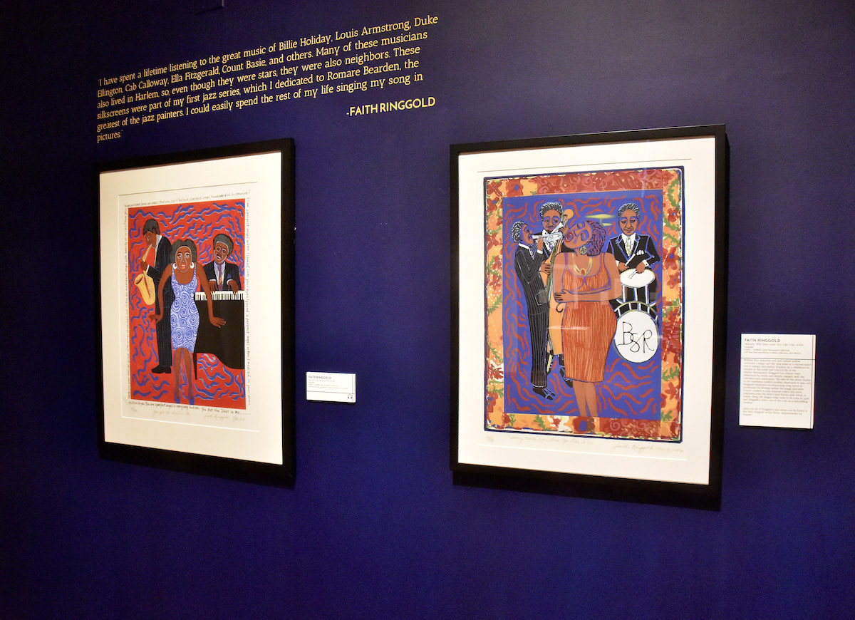 Two prints from Faith Ringgold's "Jazz Series" were exhibited at the David C. Driskell Center in 2023. (Robert R. Roberts/The Washington Informer)