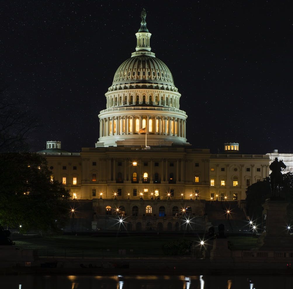white dome building during night time