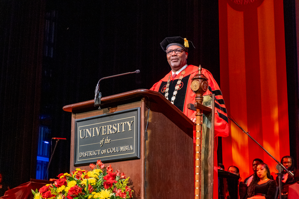 Dr. Maurice D. Edington officially entered his role as president of the University of the District of Columbia (UDC) during an investiture ceremony on March 14. (Ja’Mon Jackson/The Washington Informer)