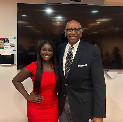 Julianna Boye (left) poses with Michael Steele, who serves as Howard University's endowed chair of public policy, during the Election Education Summit. (Courtesy of Julianna Boye)