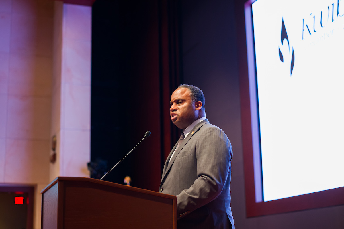 Illinois Rep. Jonathan Jackson speaks on April 16 during an event at the U.S. Capitol Visitor Center in Washington marking the 30th commemoration of the Rwanda genocide against the Tutsi. (Shedrick Pelt/The Washington Informer)