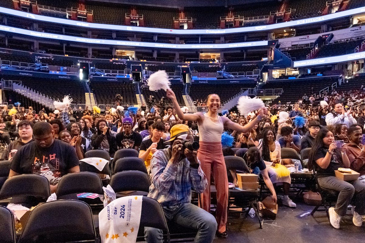 Hundreds of District of Columbia students gathered at Capital One Arena in Northwest on April 30 for a College Signing Day celebration. (Ja'Mon Jackson/The Washington Informer)