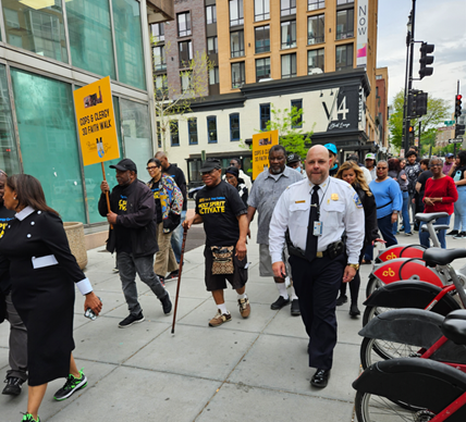 Third District Commander James Boteler leads a community faith walk. (Courtesy of the Metropolitan Police Department)