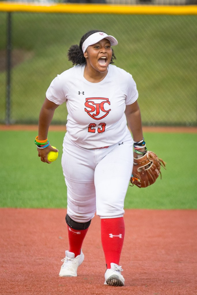 The St. John's girls softball team made quick work of Georgetown Visitation (15-5) in the DCSAA tournament final with an 11-1 victory at the Washington Nationals Youth Baseball Academy on Sunday, May 19. (Courtesy photo)