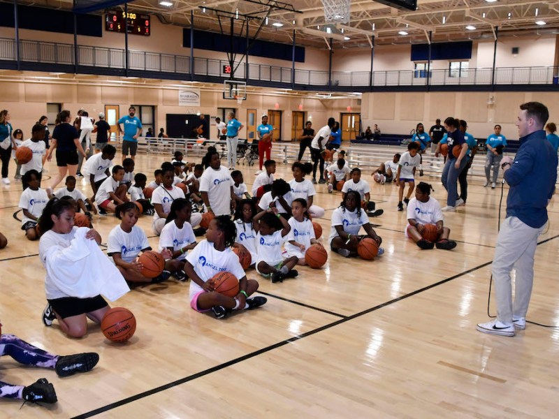The Family Life Center at First Baptist Church of Glenarden was filled with children coaches and bouncing basketballs on Saturday, May 25, during the Angel Tree Sports Camp, sponsored by Prison Fellowship. (Robert R. Roberts/The Washington Informer)