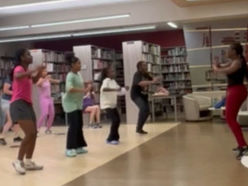 Informer Managing Editor Micha Green teaches a Zumba class at Elizabeth Seton's summer camp in June 2023. (Courtesy photo)