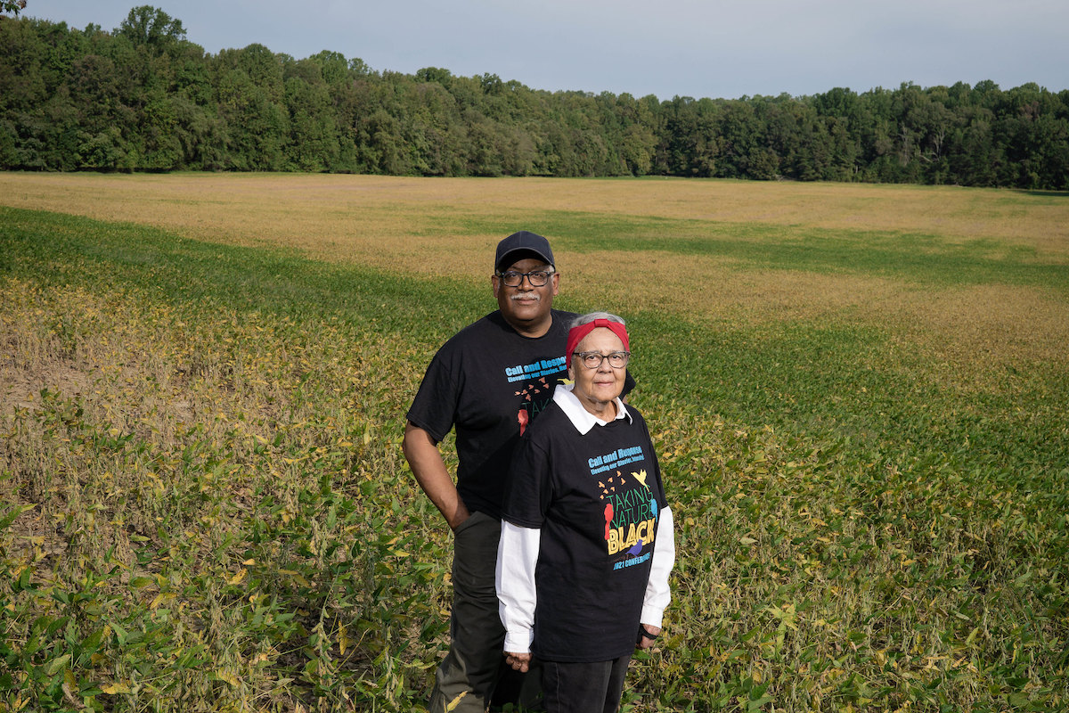 Elaine Tutman and Fred Tutman at Jones Farm, a piece of land that the family has owned since 1925 and passed down through four generations of mothers and daughters (Myron Fields/Taking Nature Black & U.S. Forest Service, Belonging Project)
