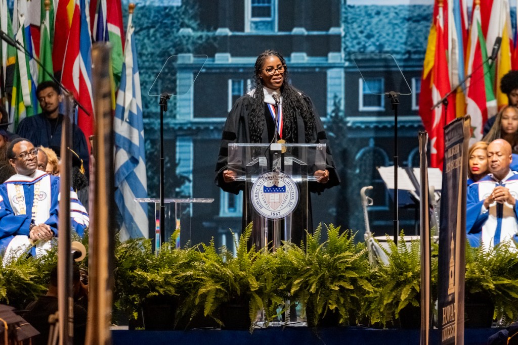 Thasunda Brown Duckett, president and CEO at the Teacher Insurance and Annuity Association (TIAA), a leading provider of financial retirement services, served as the 2024 Howard University commencement speaker. (Ja’Mon Jackson/The Washington Informer)