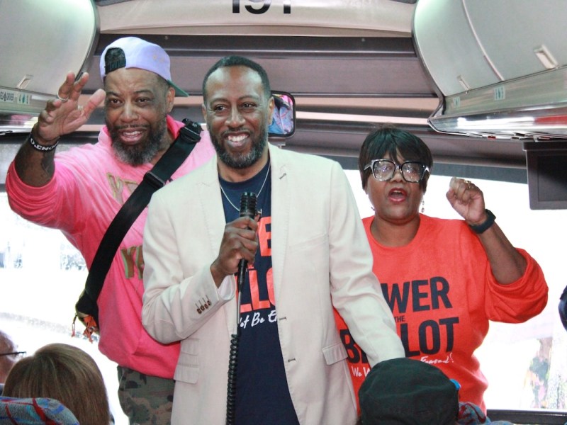 **FILE** The Rev. Bill Lee, the Rev. Tony Lee, pastor of Community of Hope AME Church, and Melanie Campbell, president and CEO of the National Coalition on Black Civic Participation, take part in an event to increase voting in the Black community in May. Pastor Lee and Cambell both emphasize he importance of commemorating Juneteenth’s history and using the day to continue fighting for justice. (Cleveland Nelson/The Washington Informer)