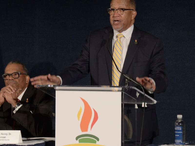 Members of the National Newspaper Publishers Association (NNPA), including President and CEO Dr. Benjamin F. Chavis Jr. (right) and Chairman Bobby Henry Sr. (left), weighed in on the significance of the Biden-Harris administration’s $1.5 million advertising deal with the association. (WI photo)