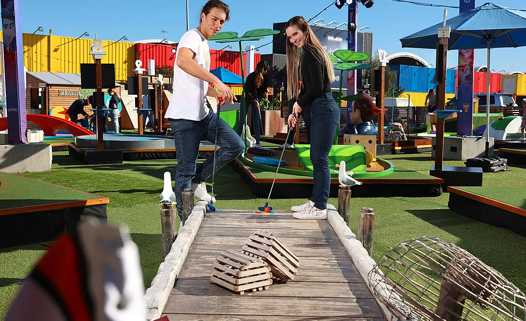 For a limited time this summer, lovers of Pixar and match play can enjoy the likes of a Pixar-themed mini-golf sensation, featuring interactive putt-putt holes drawn from some of Pixar’s classics, such as “Toy Story,” “Cars” and more. (Courtesy of Pixar Putt)