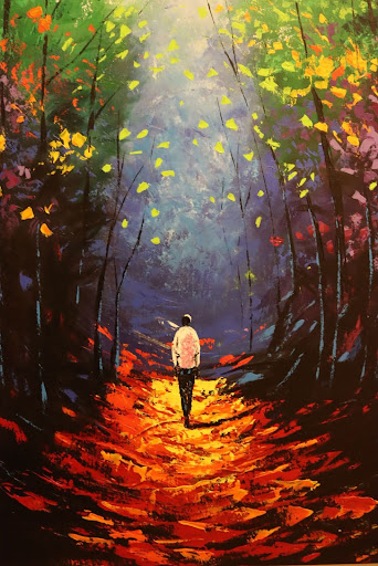Artwork by Uzo Uzorchukwu Echegin titled “Lone Walker” (Eden Harris/The Washington Informer)