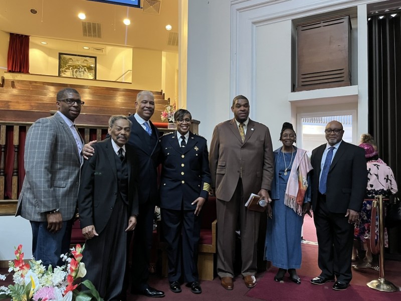 Faith and community leaders filled New Bethany Baptist Church in Northwest D.C. on June 13, as Metropolitan Police Department Chief Pamela A. Smith (center) met with the Council of Churches of Greater Washington as part of the annual Spring Assembly. (Hamil R. Harris/The Washington Informer)
