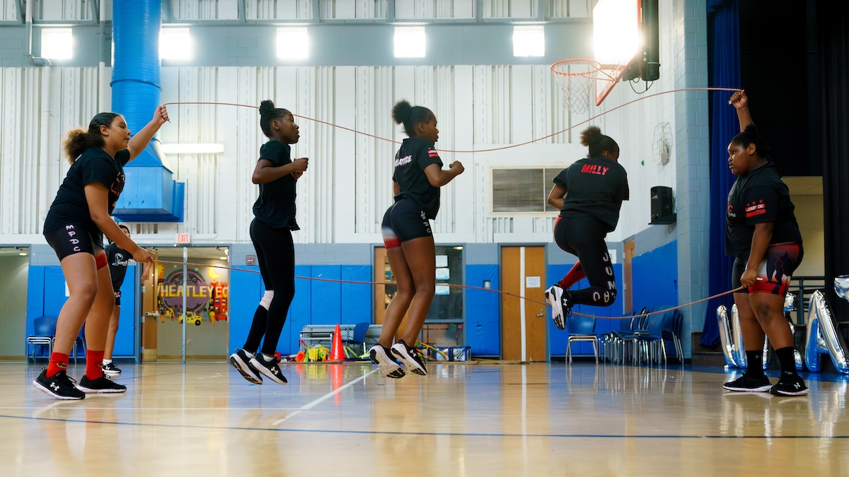 Milan, Gigi and "Lil Baby" perform a routine at the Joseph Cole Recreation Center in Washington, D.C., on June 13. (Marcus Relacion/The Washington Informer)