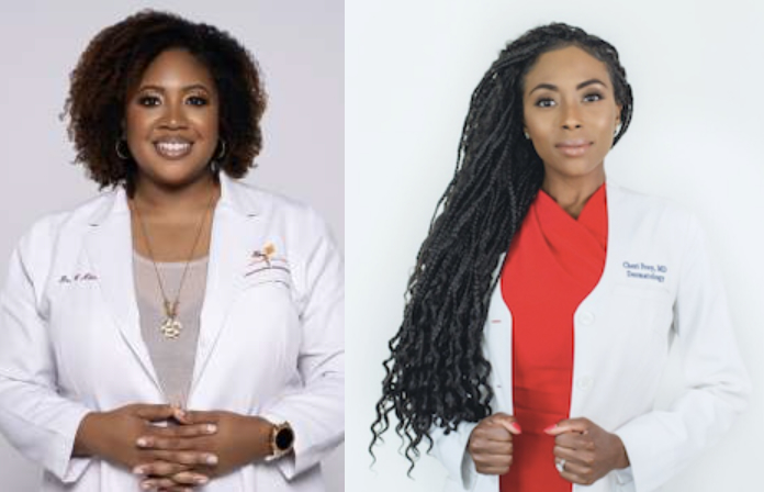Howard University skin care experts Dr. Cheshana Kindred (left) and Dr. Cheri Frey took to Essence Festival to share about their journey in dermatology and why in recent years, universities aren't seeing more students like them. (Courtesy of Essence)