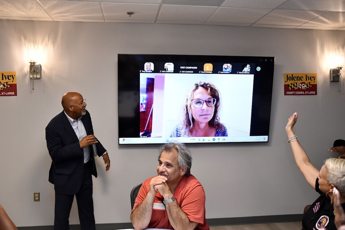County Council Chair Jolene Ivey (D) gave thanks to her supporters via Zoom as she was suffering from COVID. (Robert R. Roberts/Washington Informer)