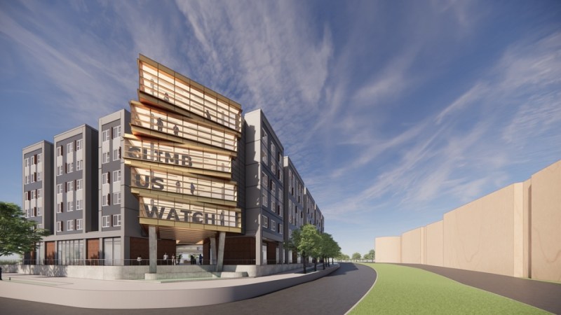 A mock-up of the six story site is on Mosaic Development’s website. It is possible there will be a Busboys and Poets on the bottom floor. (Courtesy of Mosaic Development)