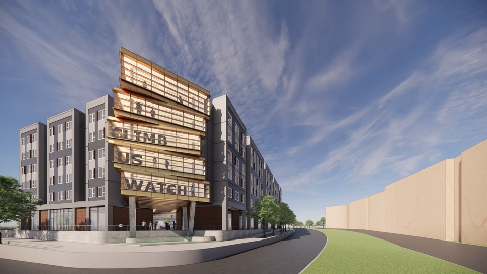 A mock-up of the six story site is on Mosaic Development’s website. It is possible there will be a Busboys and Poets on the bottom floor. (Courtesy of Mosaic Development)